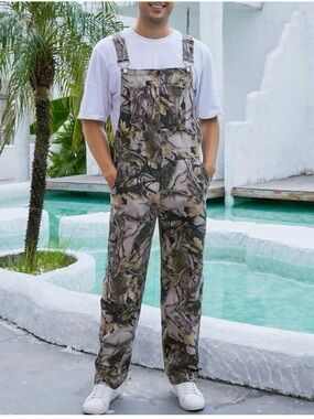 Men's Camouflage Utility Overalls - Green Camo size M